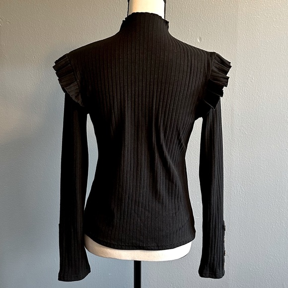 SHEIN NEW RIBBED MOCK NECK BLACK TOP. SIZE SMALL. - Picture 2 of 6